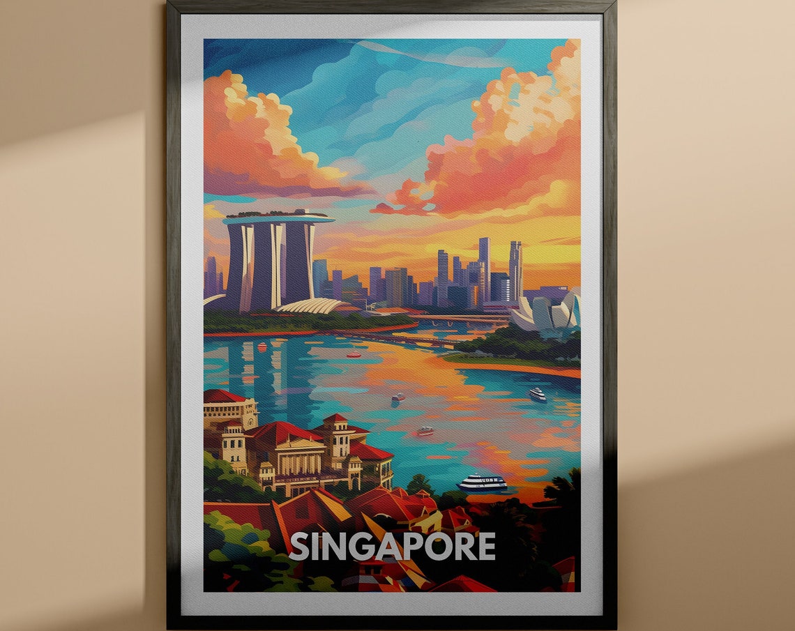 Singapore Art Print Singapore Travel Poster Singapore Wall Art Print Singapore Home Decor Travel Wall Art Decor Unique City Poster