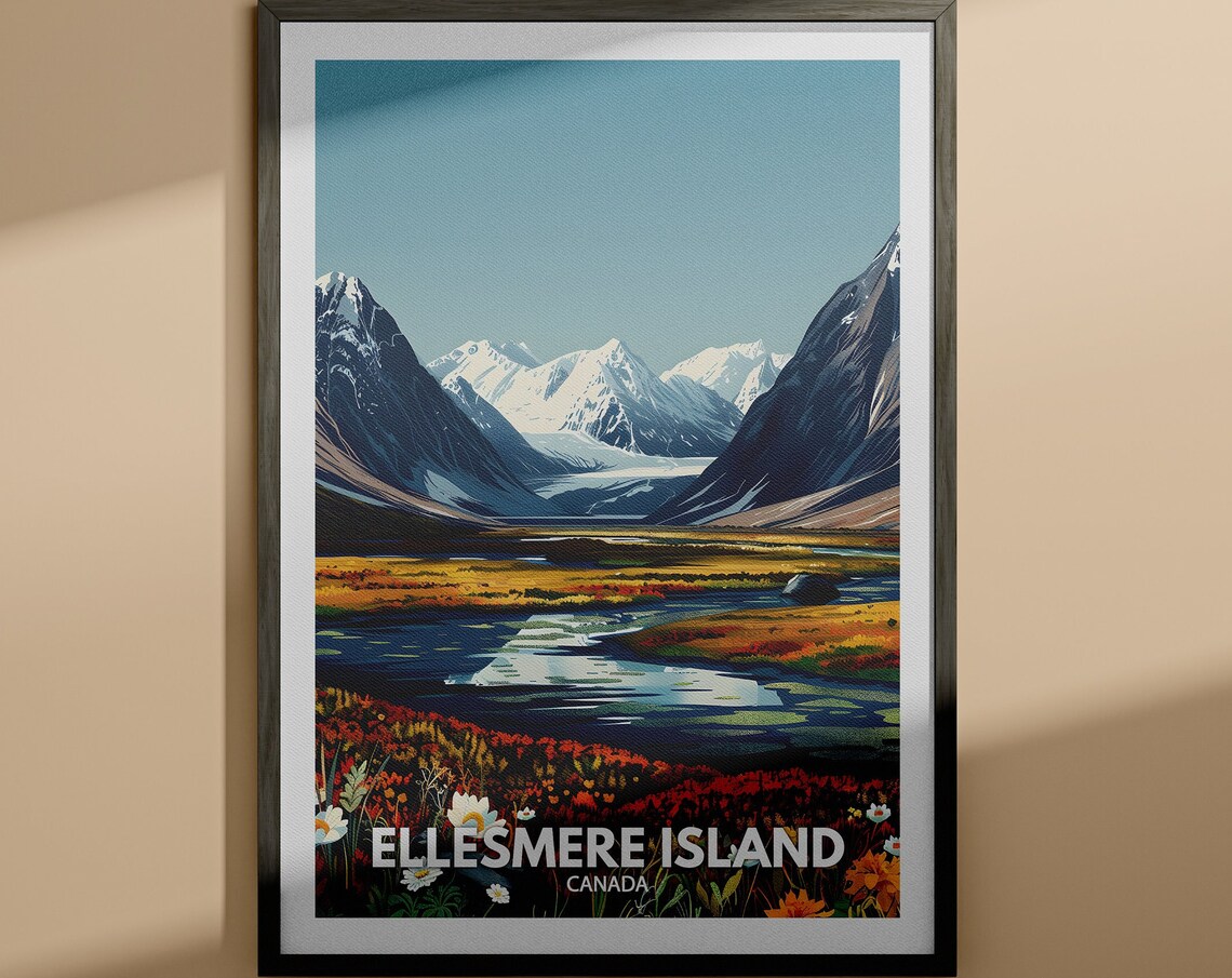Ellesmere Island Canada Arctic Mountain Lake Travel Art Poster