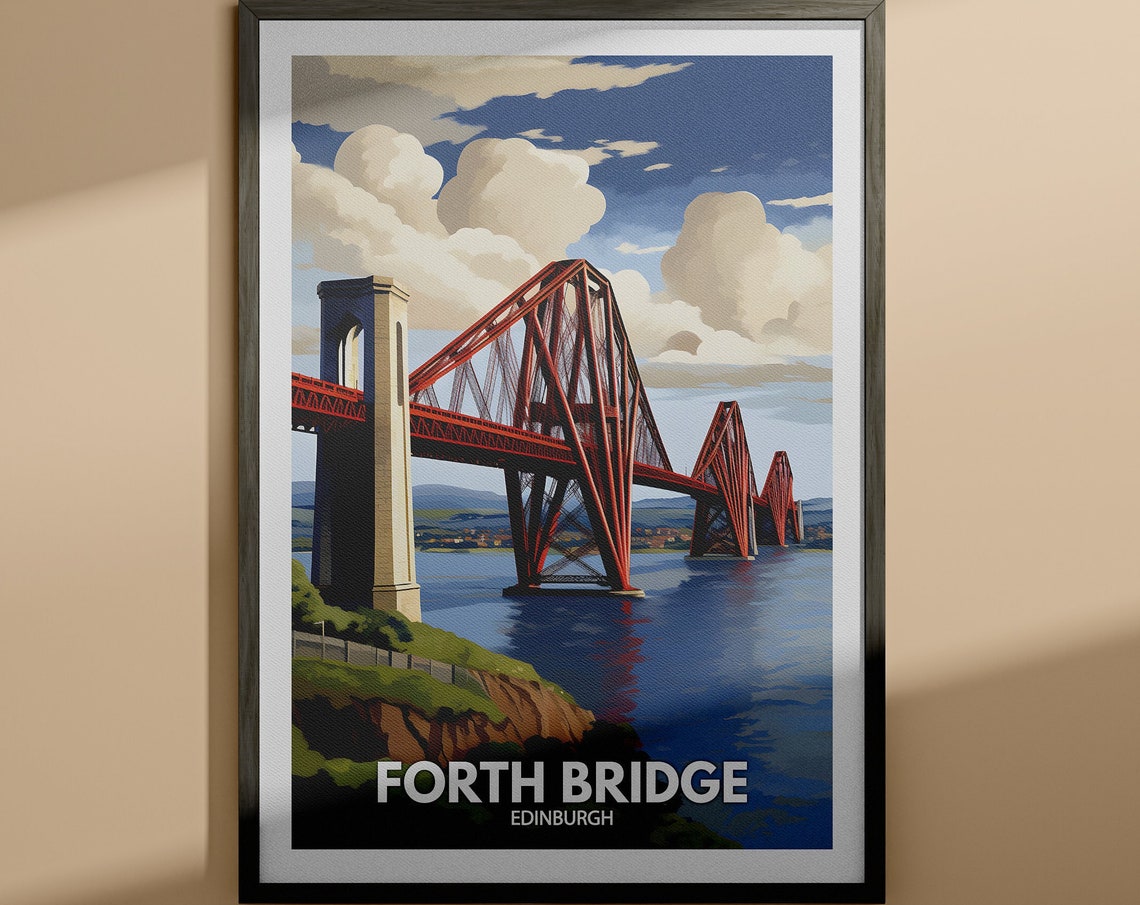 Forth Bridge Edinburgh Historic Red Railway Cantilever Poster