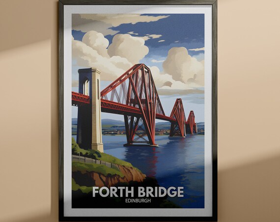 Forth Bridge Edinburgh Historic Red Railway Cantilever Poster