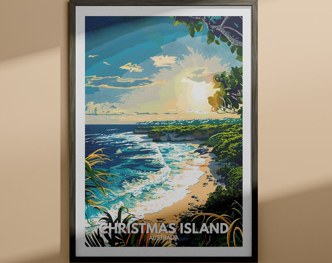 Christmas Island Australia Tropical Beach Cove Travel Poster