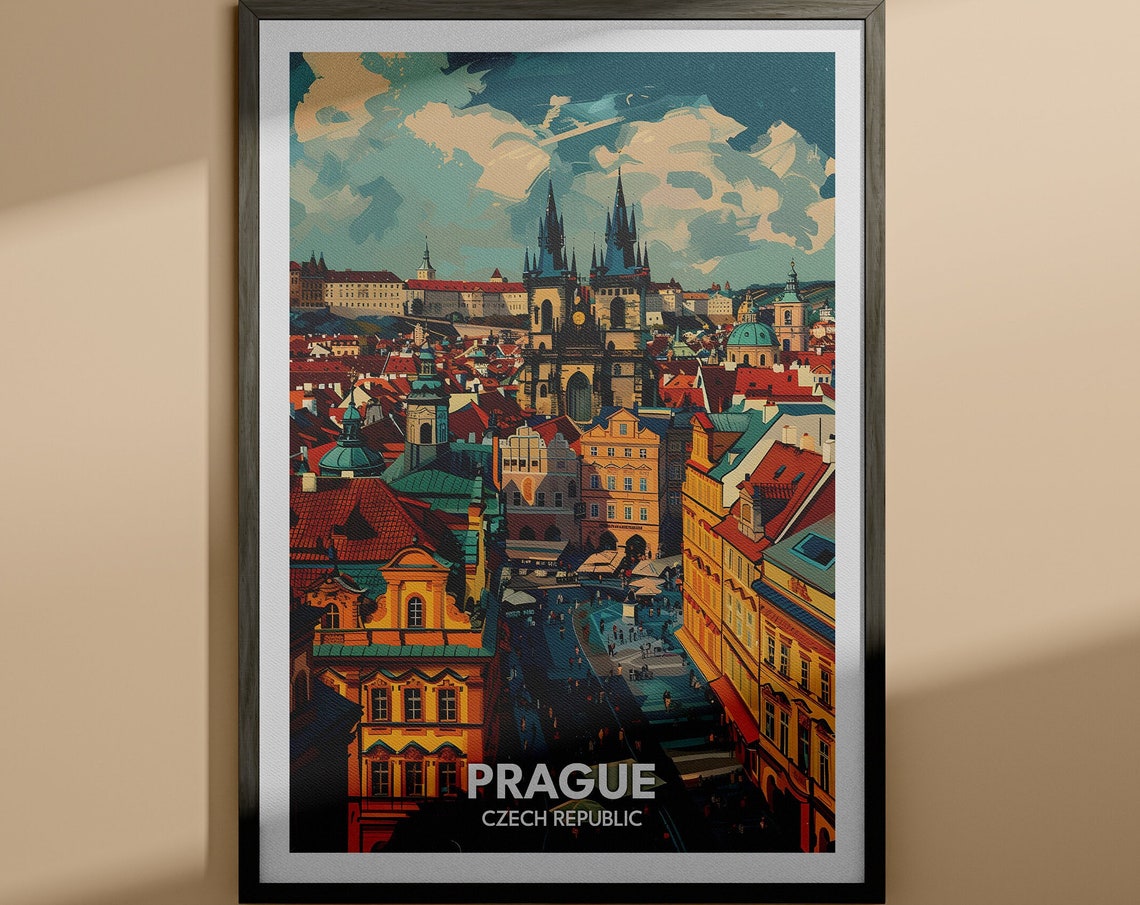 Prague City Print Prague Travel Poster Czech Republic Wall Art Print Czech Republic Home Decor Travel Art Poster Unique City Print