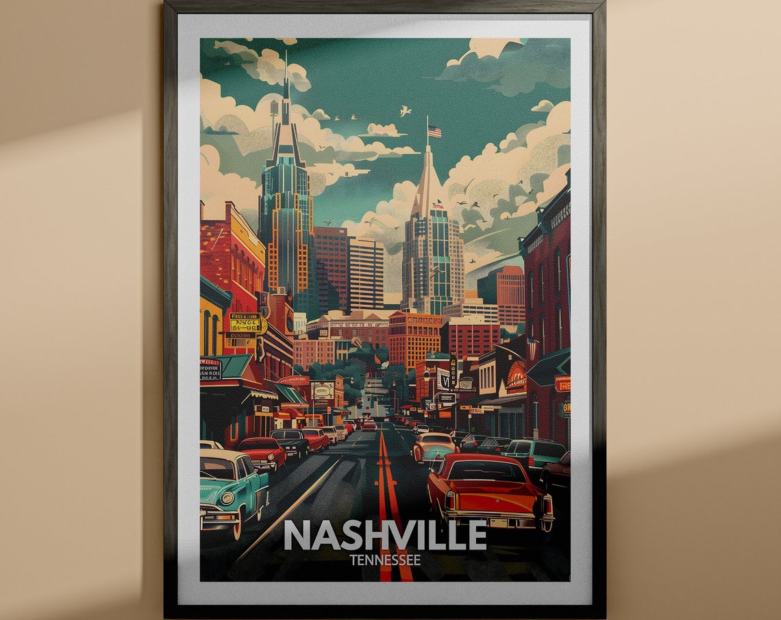 Nashville Print Nashville Travel Poster Tennessee Wall Art Print United States Travel Home Decor Usa City Poster