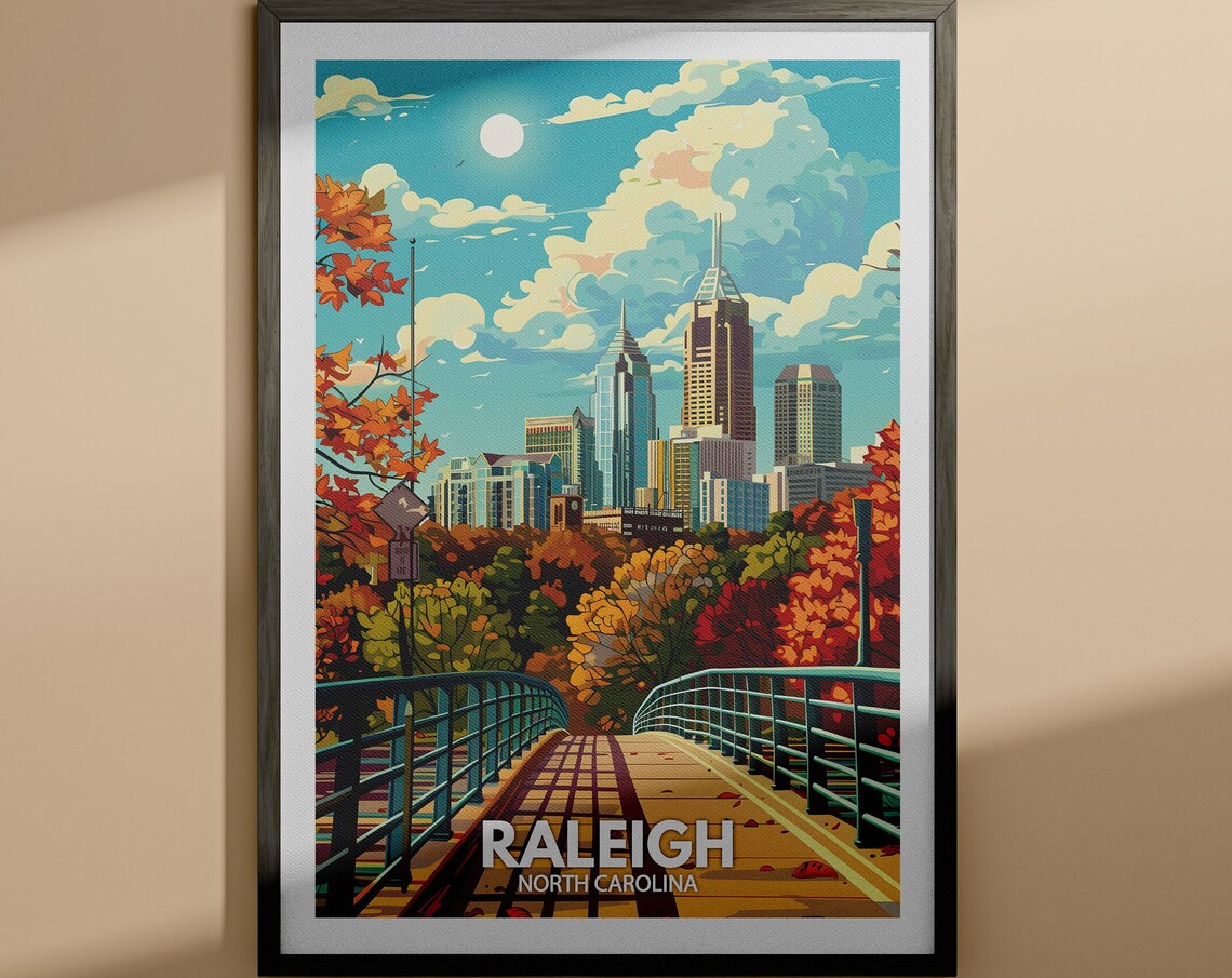 Raleigh Print Raleigh Poster North Carolina Wall Art Print United States Travel Home Decor Usa City Poster
