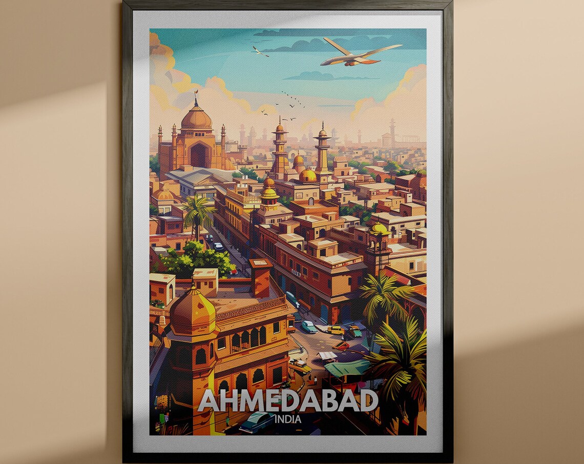 Ahmedabad Print Ahmedabad Travel Poster India Wall Art Print India Home Decor Travel Wall Art Decor Unique City Poster