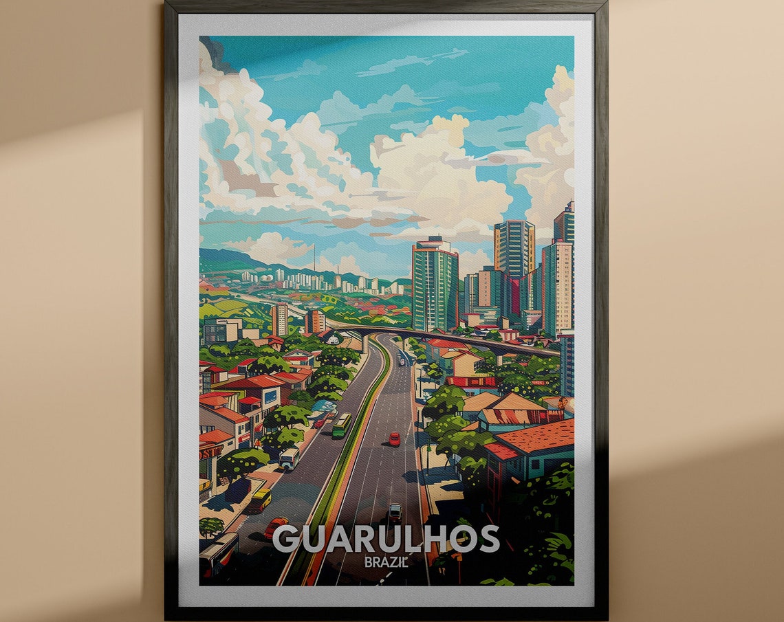 Guarulhos Print Guarulhos Travel Poster Brazil Wall Art Print Brazil Home Decor Travel Wall Art Poster Unique City Print