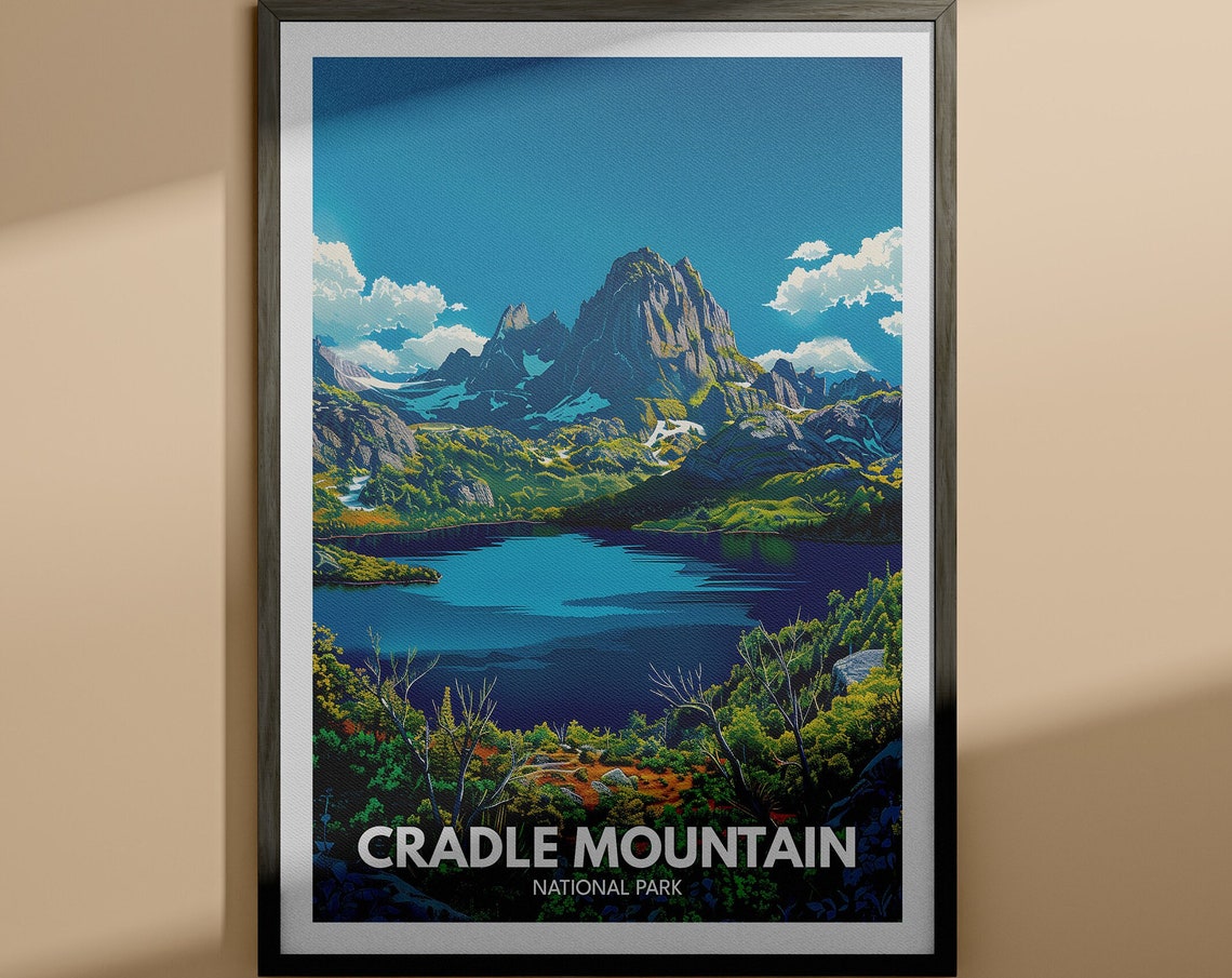Cradle Mountain National Park Tasmania Lake View Travel Poster