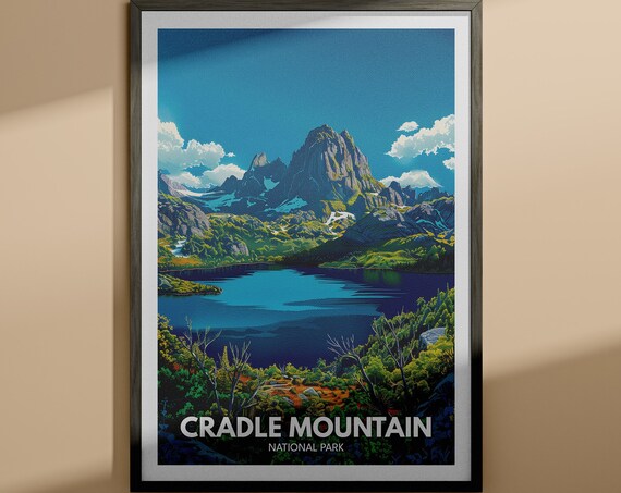 Cradle Mountain National Park Tasmania Lake View Travel Poster