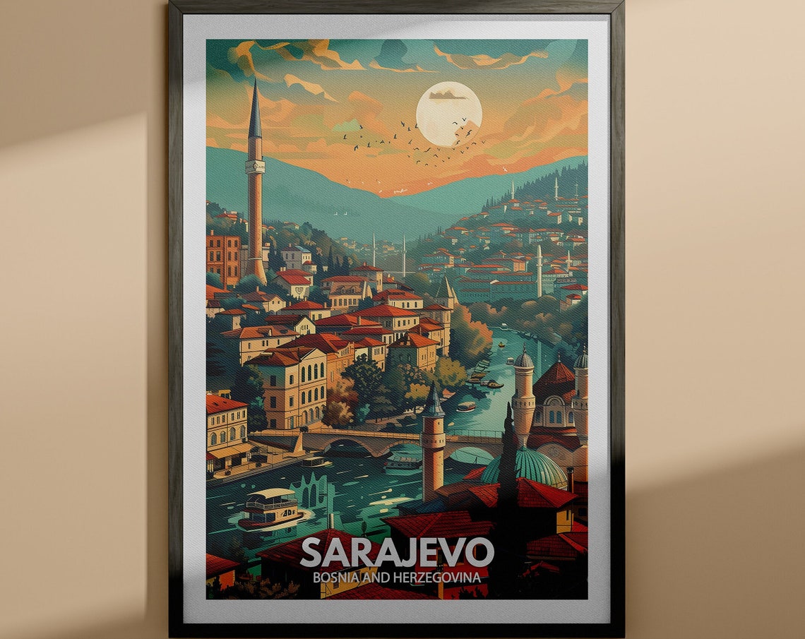 Sarajevo Print Sarajevo Travel Poster Bosnia And Herzegovina Wall Art Print Bosnia And Herzegovina Home Decor Travel Wall Art Decor