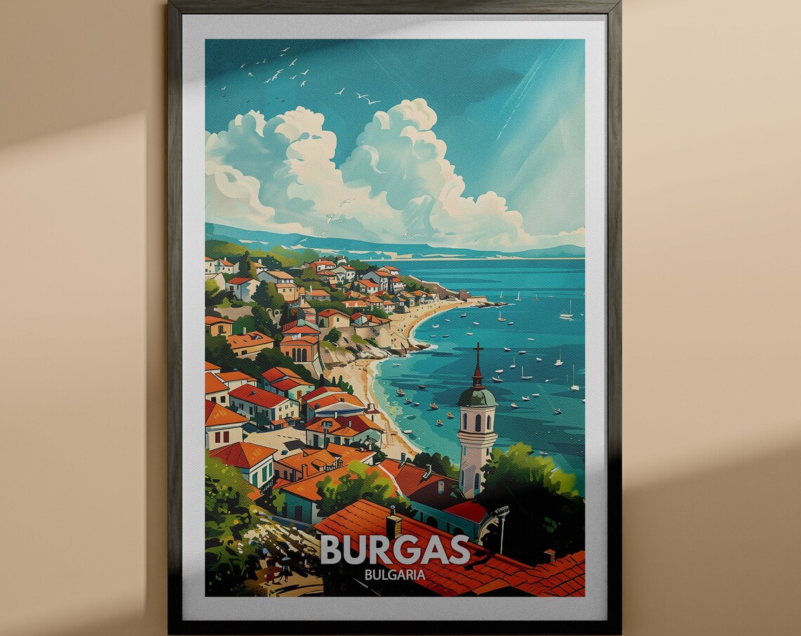 Burgas Print Burgas Travel Poster Bulgaria Wall Art Print Bulgaria Home Decor Travel Wall Art Decor Unique City Poster