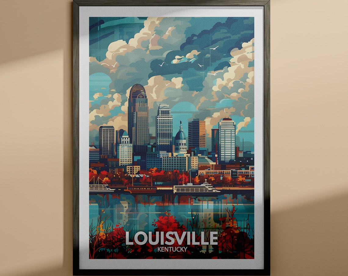 Louisville Print Louisville Travel Poster Kentucky Wall Art Print United States Travel Home Decor Usa City Poster