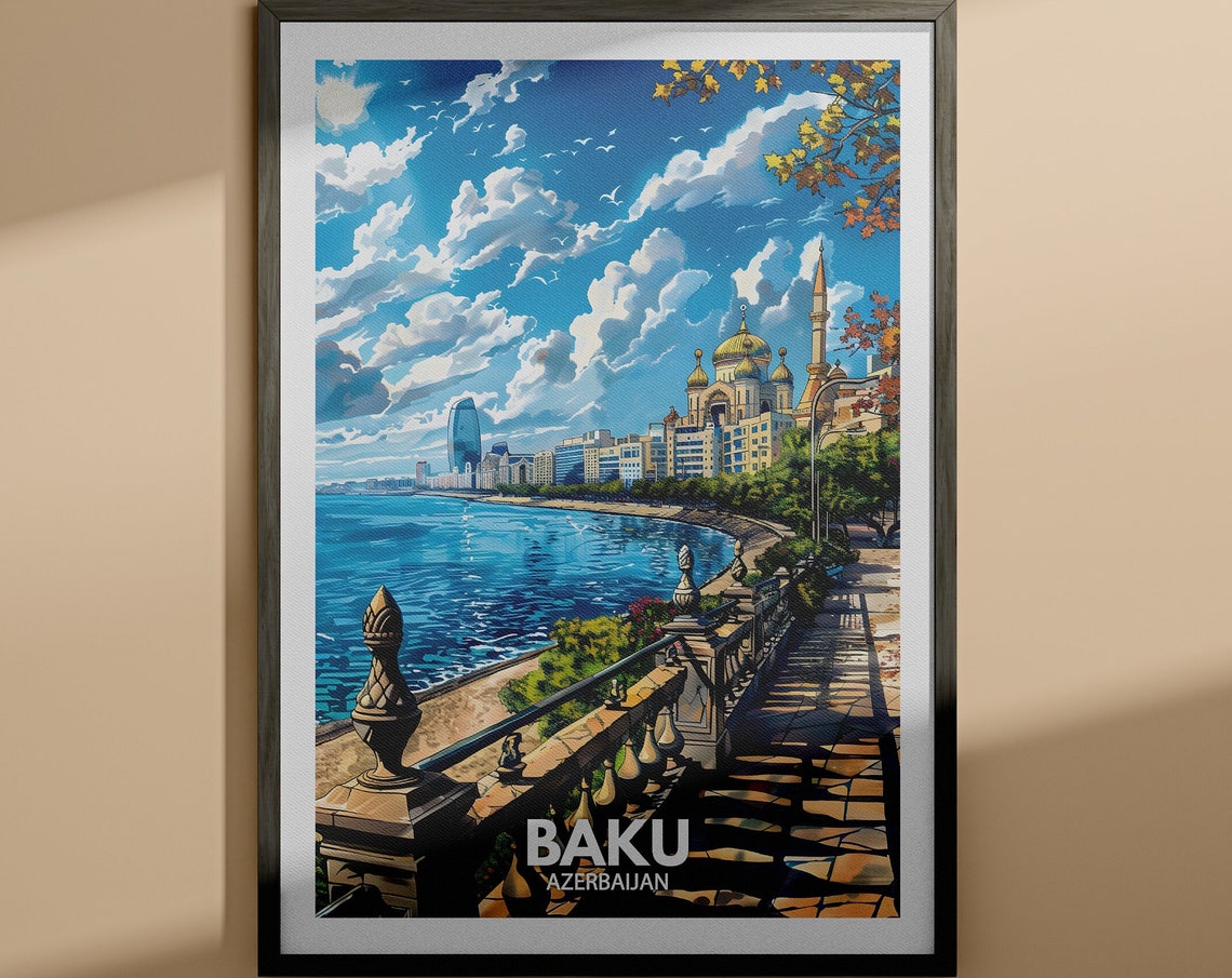 Baku Print Baku Travel Poster Azerbaijan Wall Art Print Azerbaijan Home Decor Travel Wall Art Decor Unique City Poster