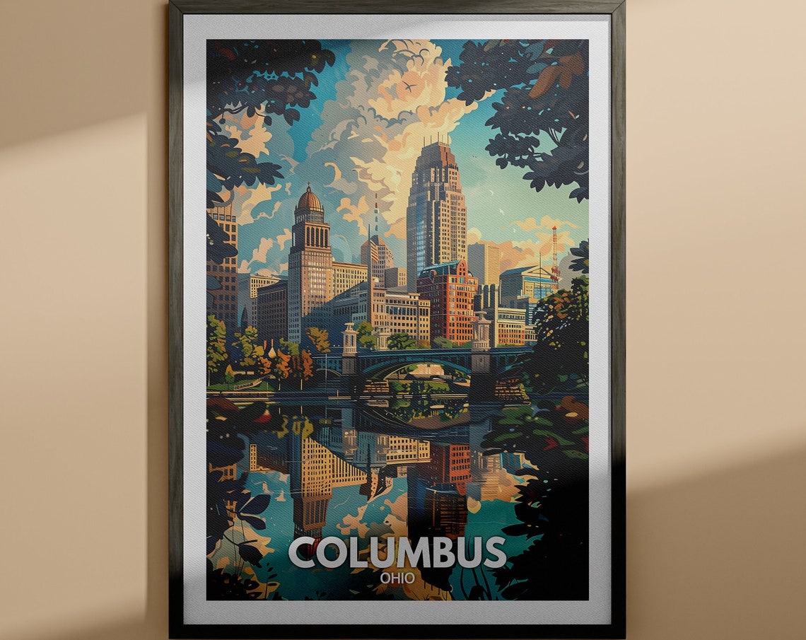 Columbus Print Columbus Travel Poster Ohio Wall Art Print United States Travel Home Decor Usa City Poster