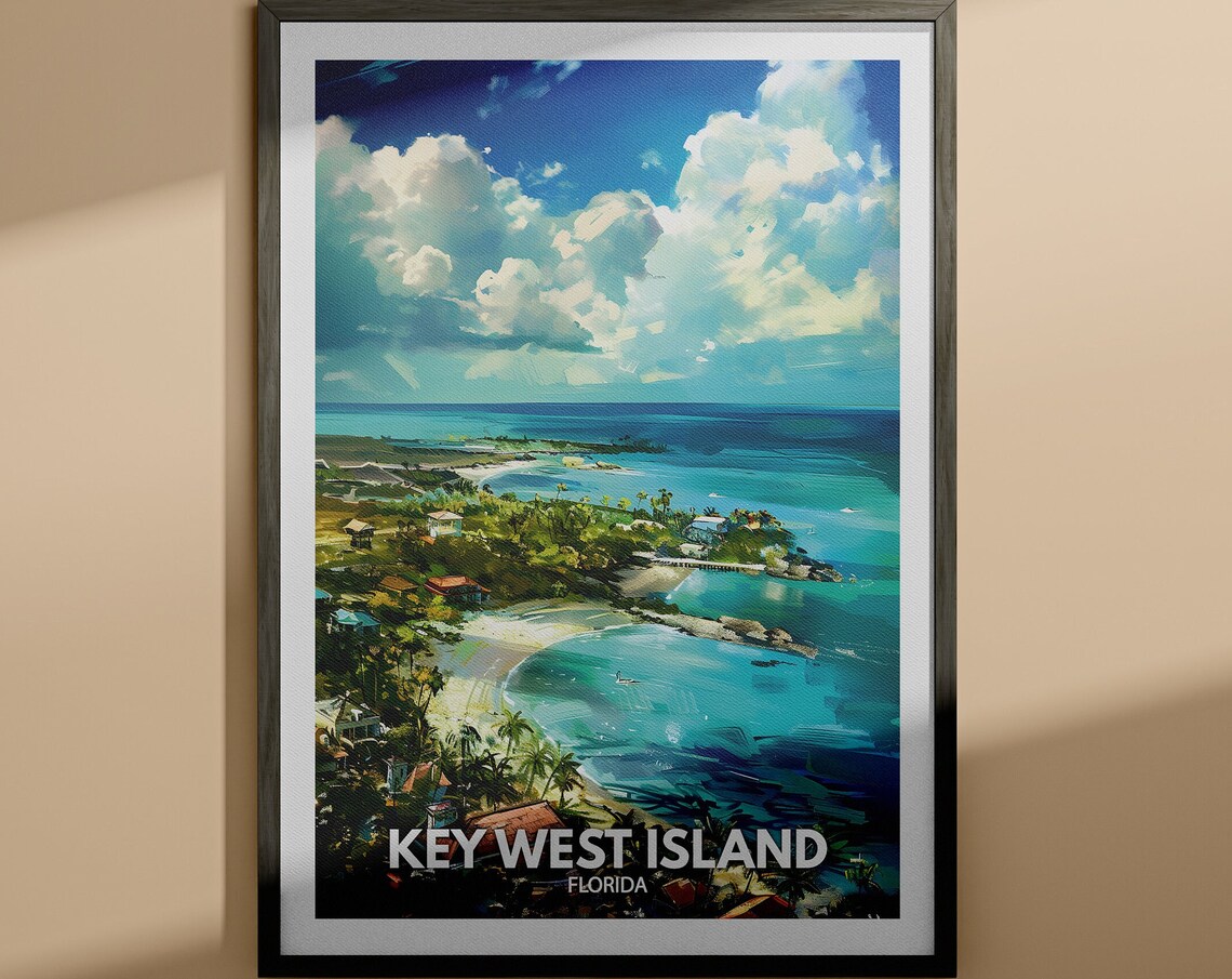 Key West Island Florida Aerial Beach Coast Turquoise Water Poster
