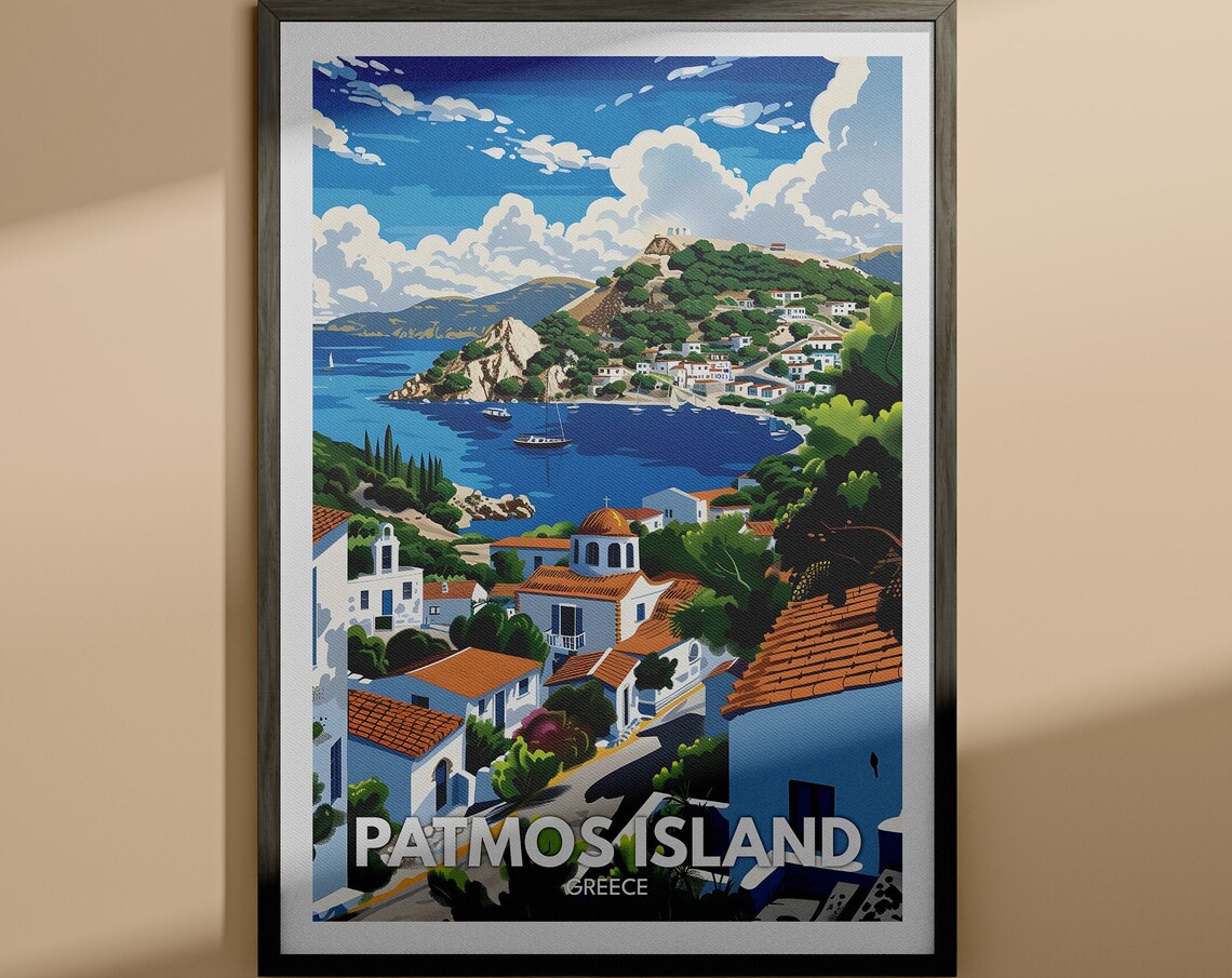 Patmos Island Print Patmos Island Travel Poster Greece Wall Art Print Greece Home Decor Travel Wall Art Poster Unique City Print