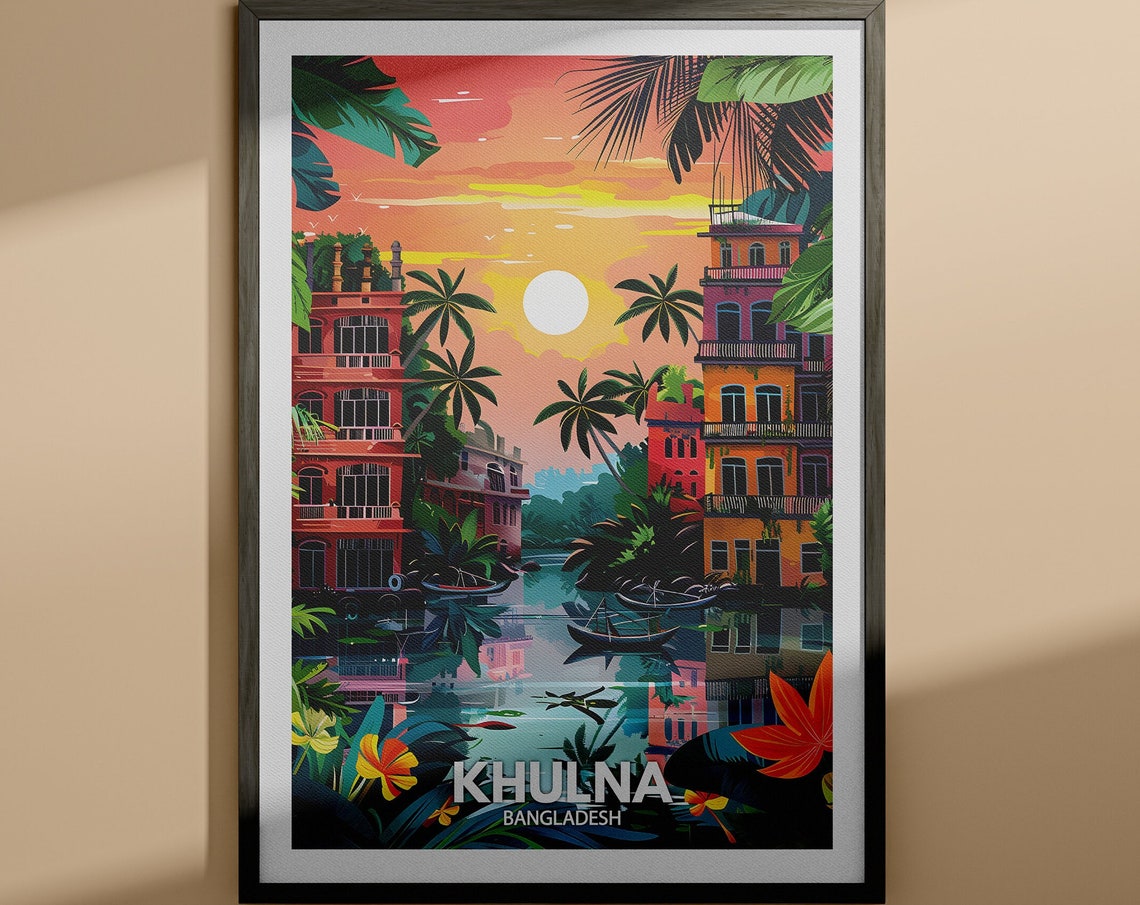 Khulna Print Khulna Travel Poster Bangladesh Wall Art Print Bangladesh Home Decor Travel Wall Art Decor Unique City Poster