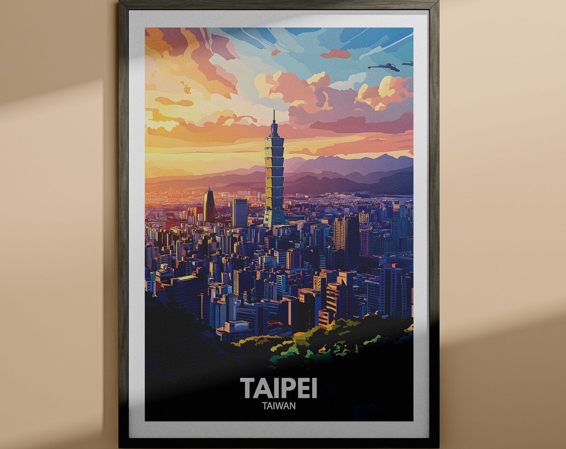 Taipei Taiwan Taipei 101 Skyscraper Sunset City Travel Poster