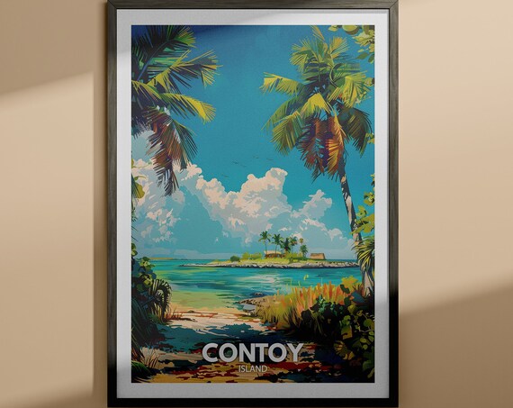 Contoy Island Tropical Beach Palm Trees Turquoise Water Island Travel Poster