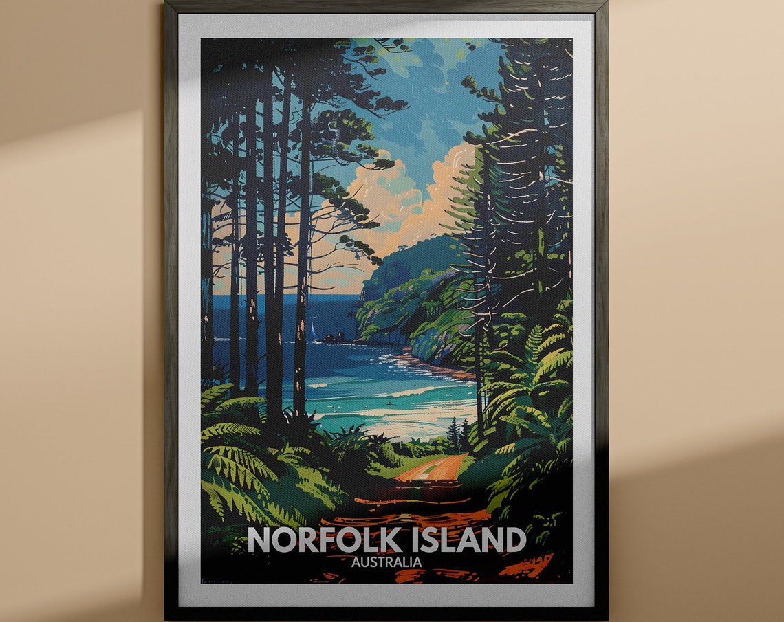 Norfolk Island Australia Pine Forest Beach Hidden Cove Poster