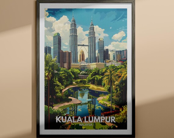 Kuala Lumpur Malaysia Petronas Towers Skyline Travel Art Poster