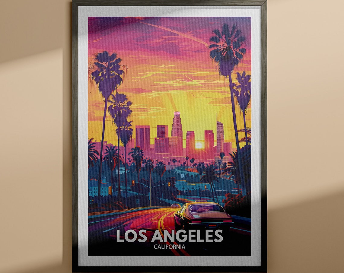 Los Angeles Print Los Angeles Poster California Wall Art Print United States Travel Home Decor Usa City Poster