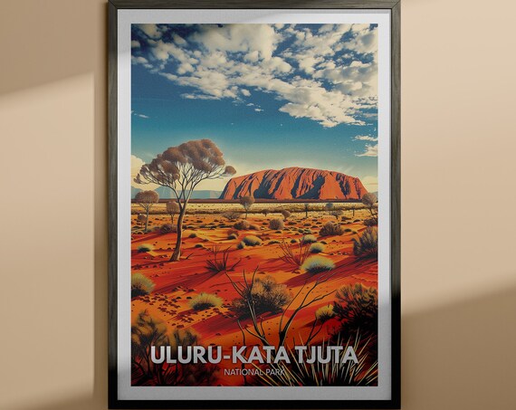 Uluru Kata Tjuta National Park Desert Red Rock Travel Poster