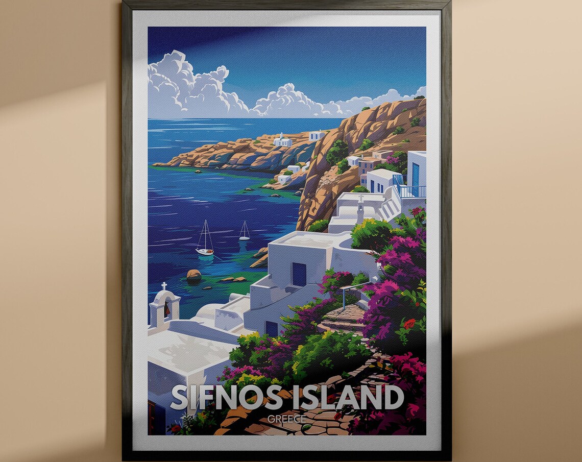 Sifnos Island Print Sifnos Island Travel Poster Greece Wall Art Print Greece Home Decor Travel Wall Art Poster Unique City Print