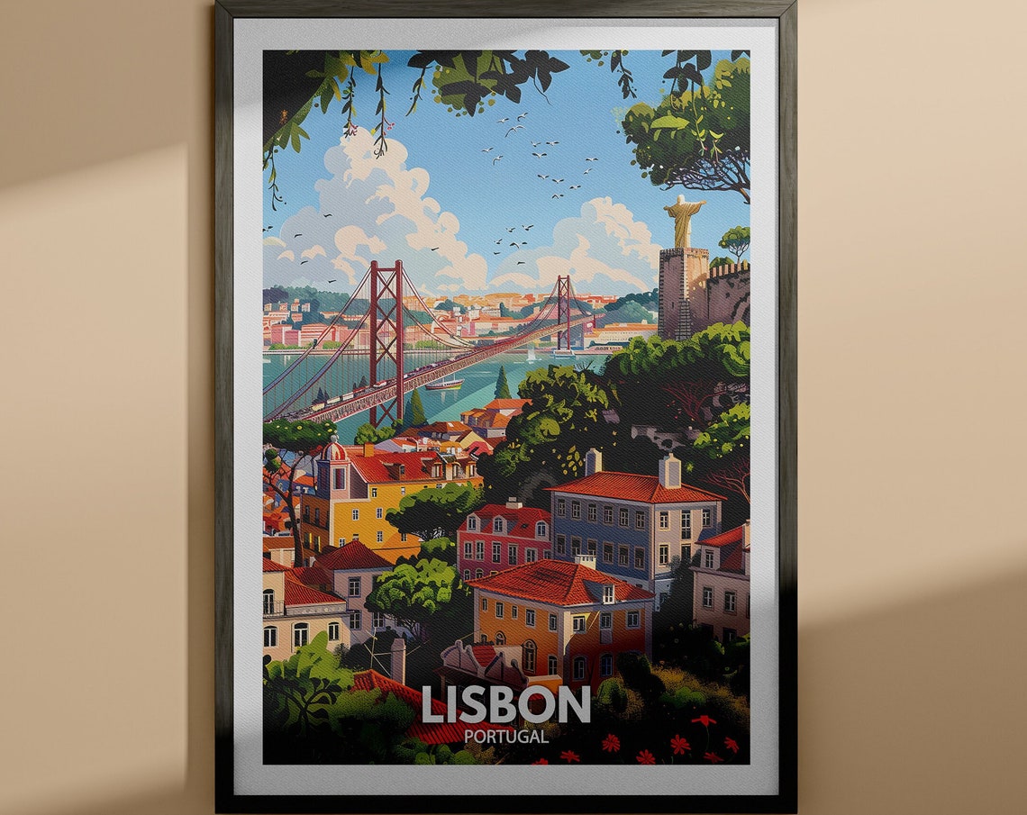 Lisbon City Print Lisbon Travel Poster Portugal Wall Art Print Portugal Home Decor Travel Wall Art Decor Unique City Poster