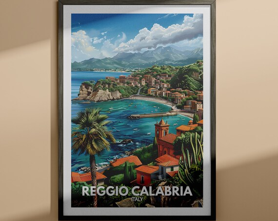 Reggio Calabria Italy Mediterranean Coastal City Travel Poster
