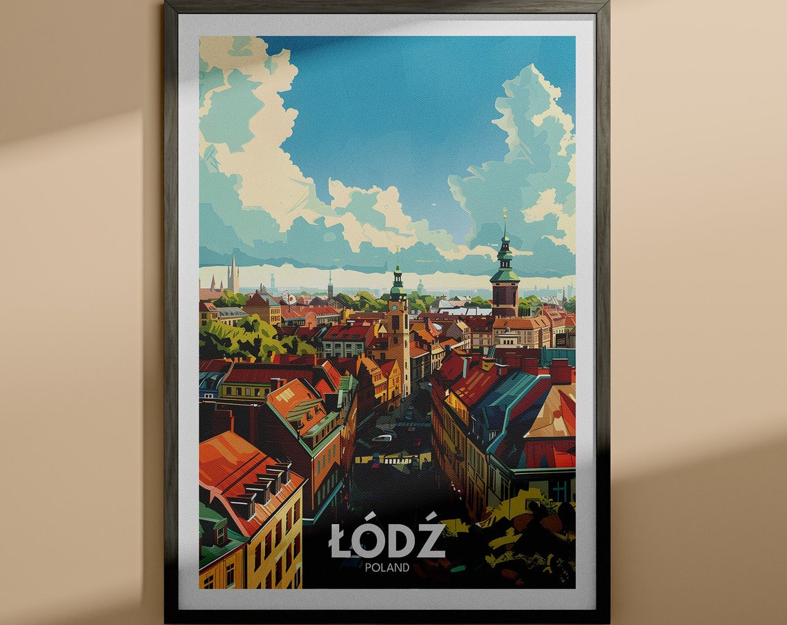 Lodz Poland Old Town Red Rooftops Panoramic Cityscape Poster