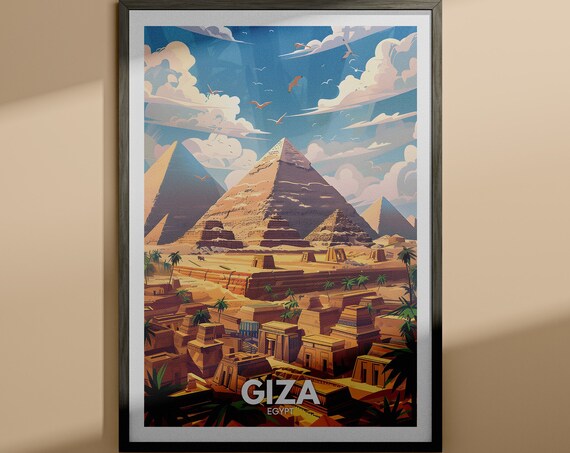 Giza Print Giza Travel Poster Egypt Travel Wall Art Print Housewarming Gift City Wall Decor Poster Art Gifts