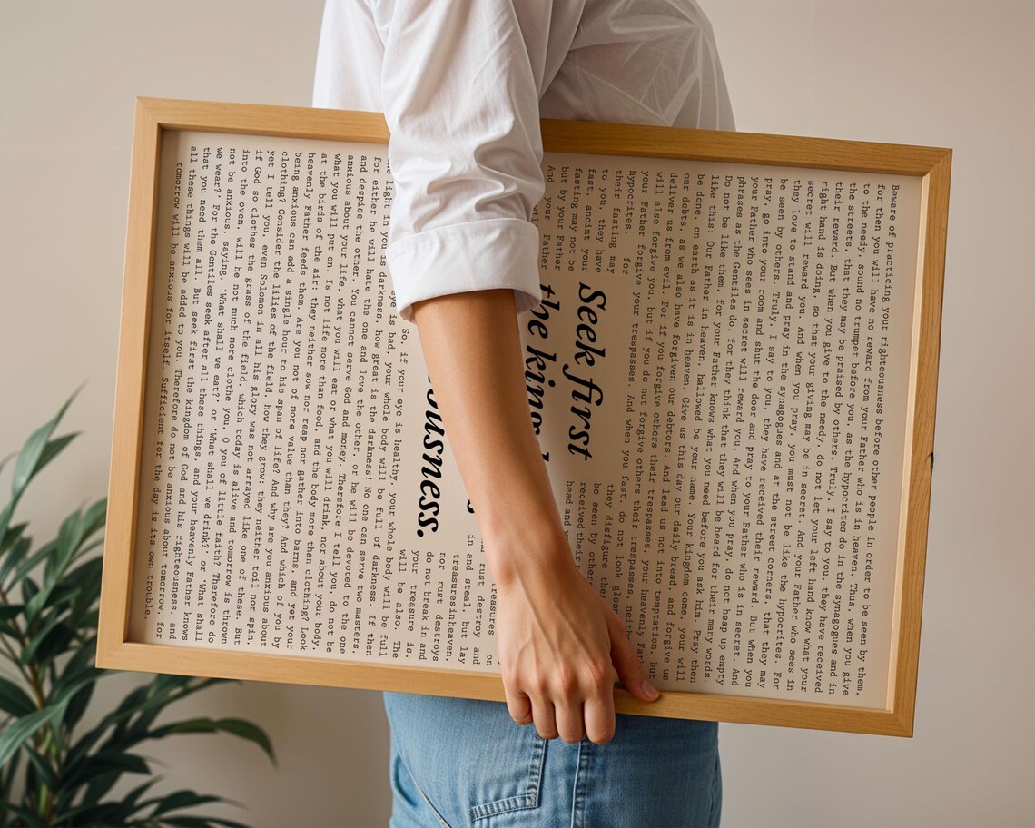 Seek First The Kingdom Of God And His Righteousness Matthew 6 Verse Poster - Image 2