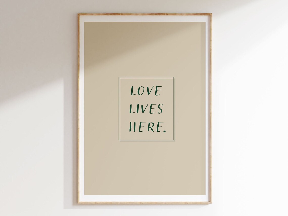 Love Lives Here Instant Wall Art Home Decor Typography Retro Wall Art Three Color Options