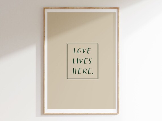 Love Lives Here Instant Wall Art Home Decor Typography Retro Wall Art Three Color Options