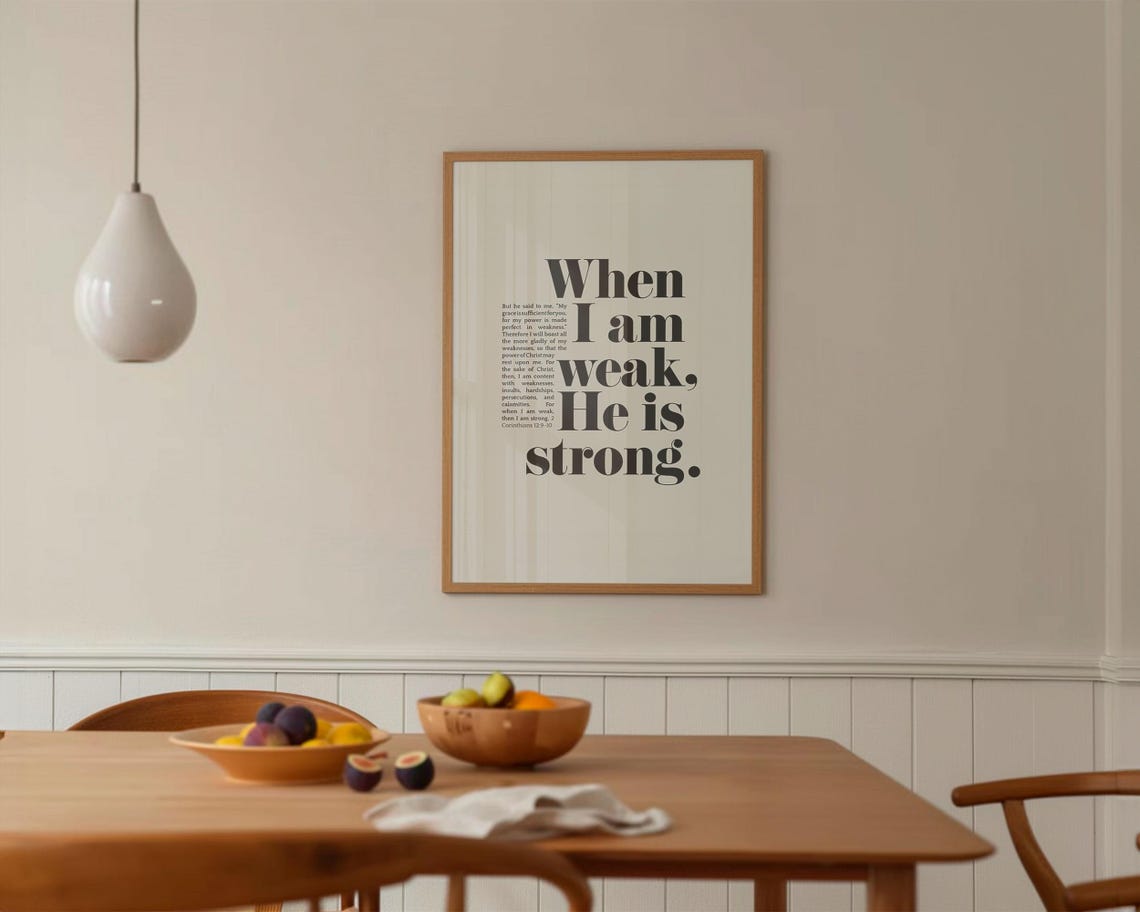 Christian Artwork 2 Corinthians 2 9 When I Am Weak Grace Scripture Wall Art Church Decor Sunday School Inspirational Bible Verse Art - Image 4