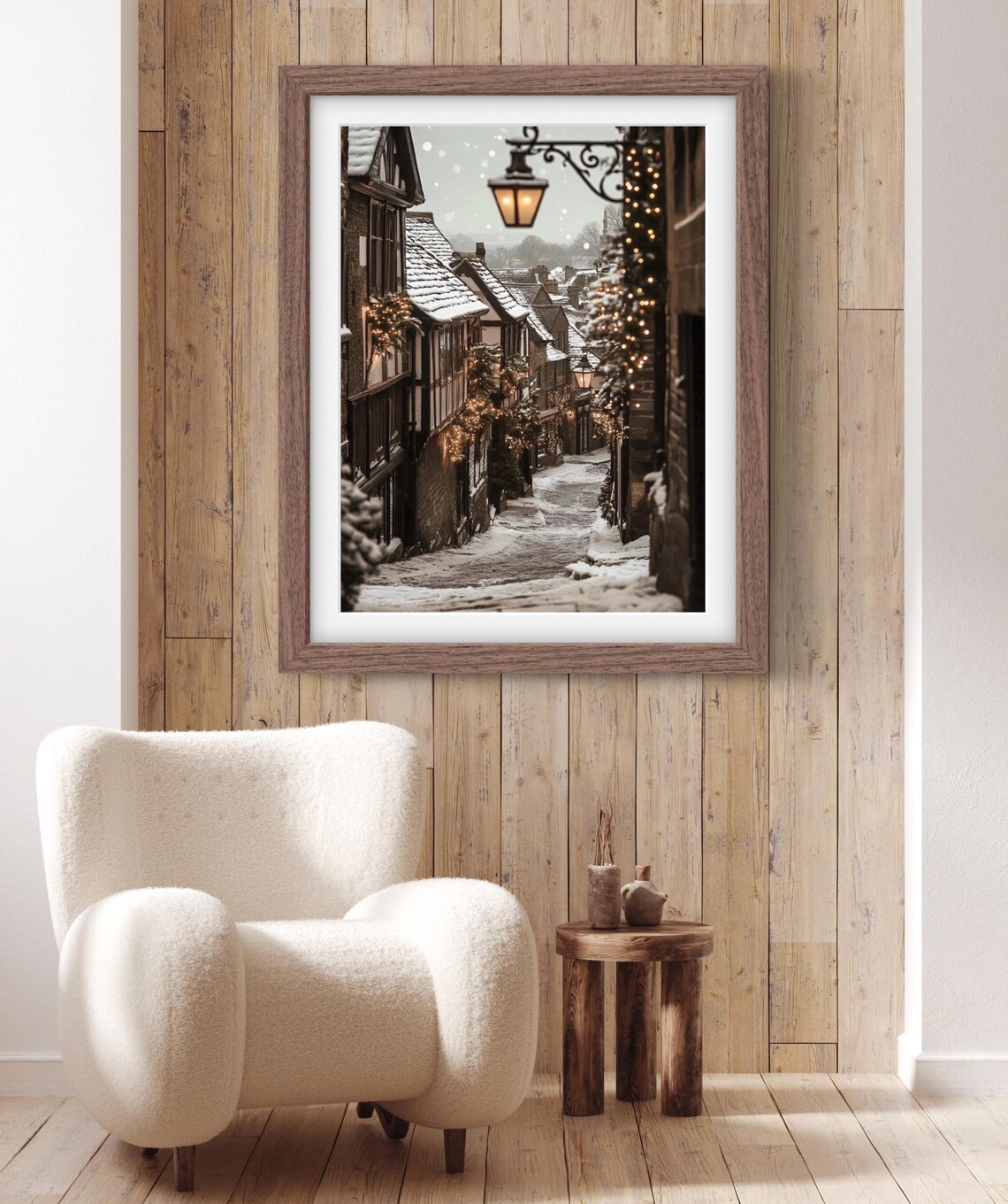 Vintage Christmas French Village Art Print, Winter - Image 4