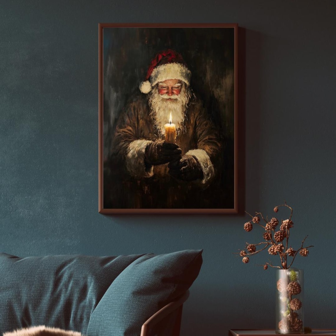 Moody Vintage Santa Art Print, Rustic Christmas Decor - Image 5