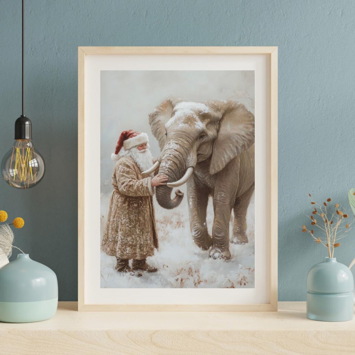 Santa And Elephant Reunion Christmas Art Print - Image 3