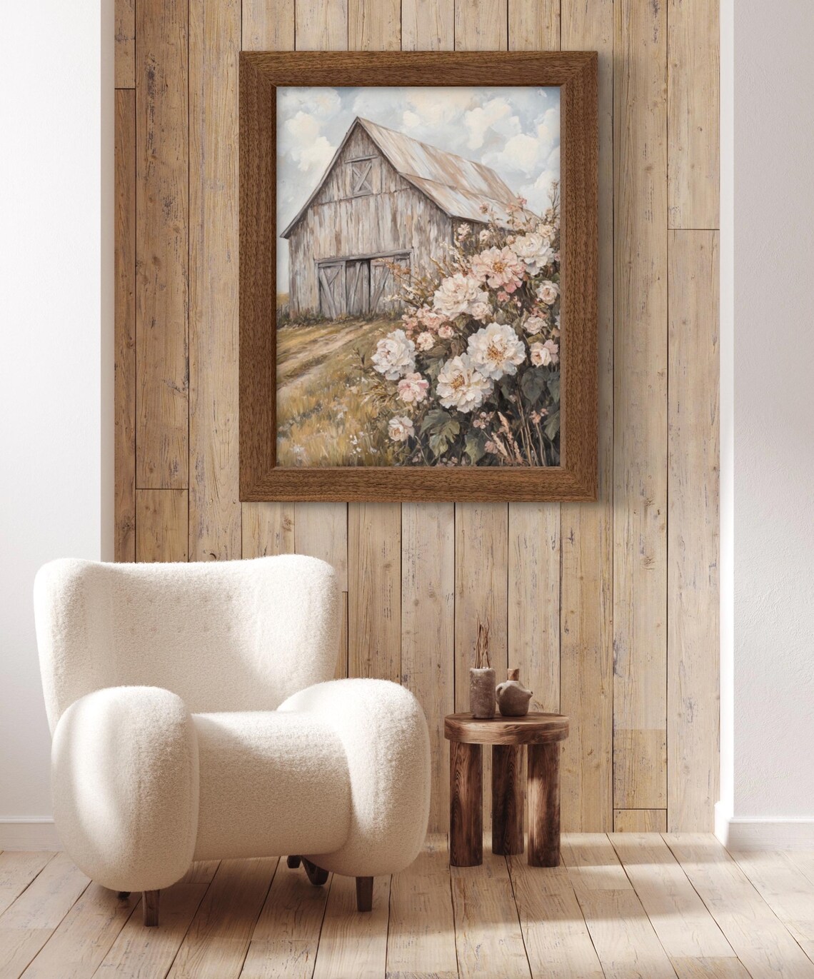 Vintage Barn And Spring Wildflowers Art Print - Image 3