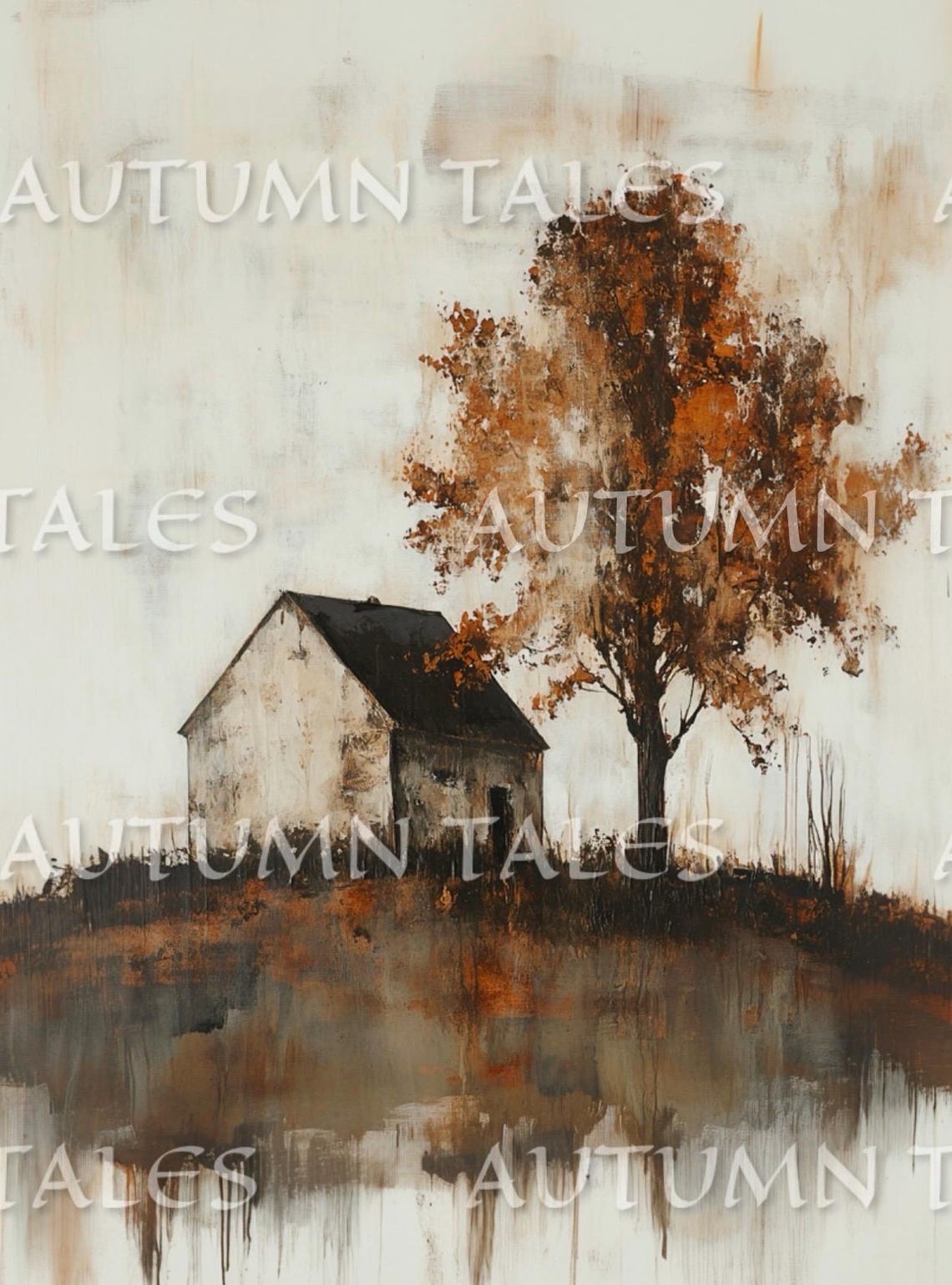Autumn Tales Rustic Barn Still Water Reflection Fall Art Poster - Image 3