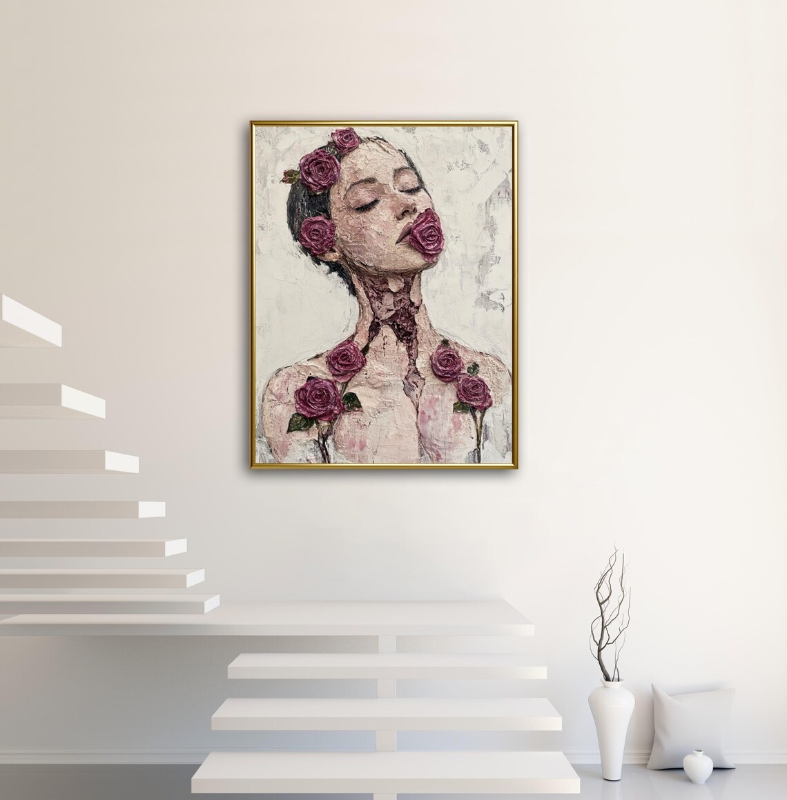 Breast Cancer Awarness Wall Art Print Healing And Recover Floral Girl People Art Wonan Portrait Modern Contemporary Art Decor - Image 2