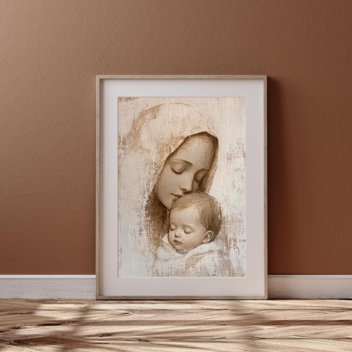 Vintage Virgin Mary and Baby Jesus Nativity Art Print - Image 4