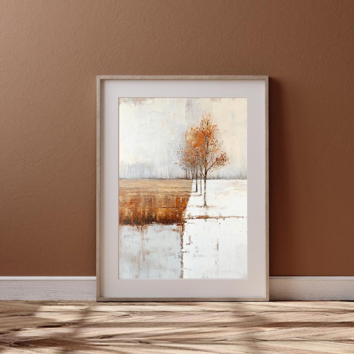 Abstract Lone Orange Tree Between Autumn And Winter Art Print - Image 3