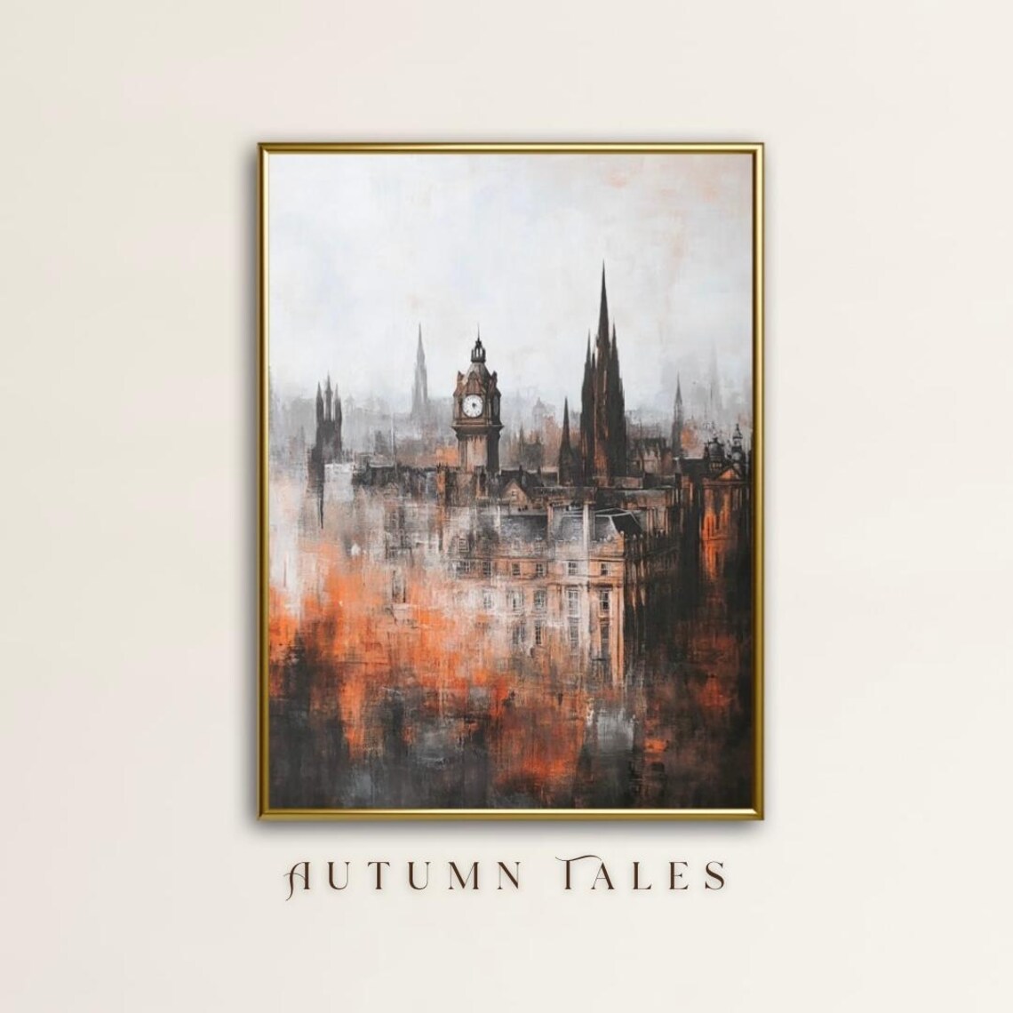 Autumn Tales London Big Ben Clock Tower Moody Abstract Cityscape Art Print