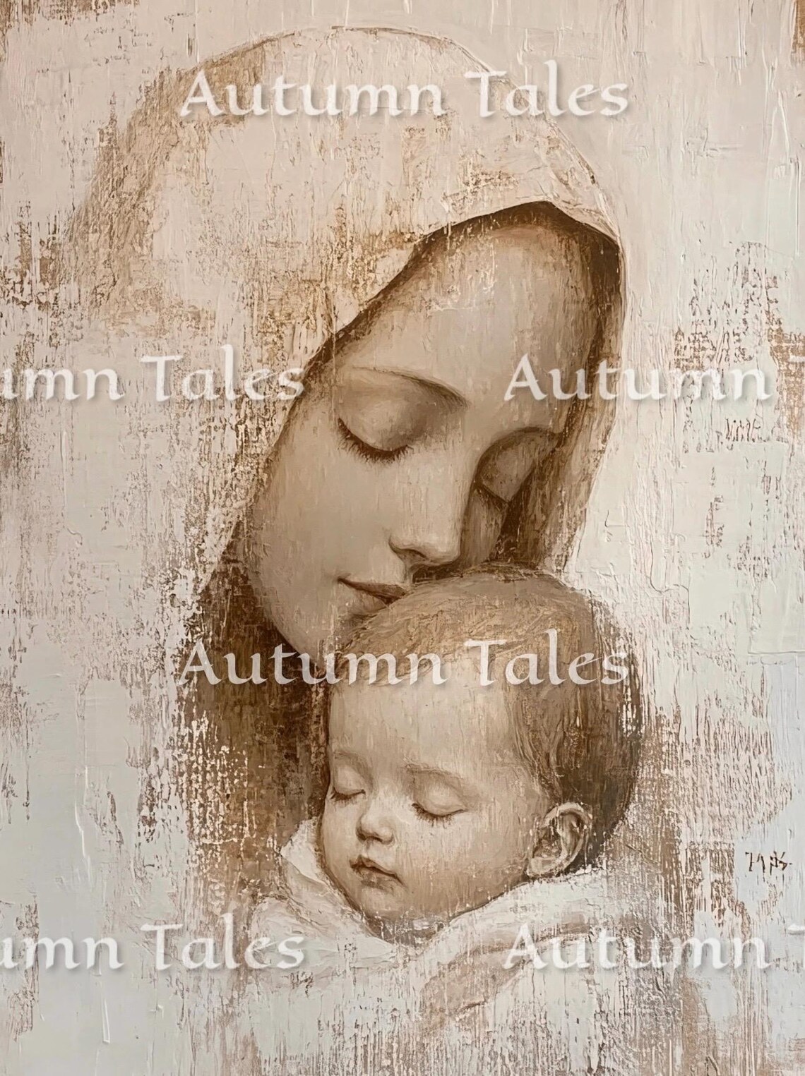 Vintage Virgin Mary and Baby Jesus Nativity Art Print - Image 2