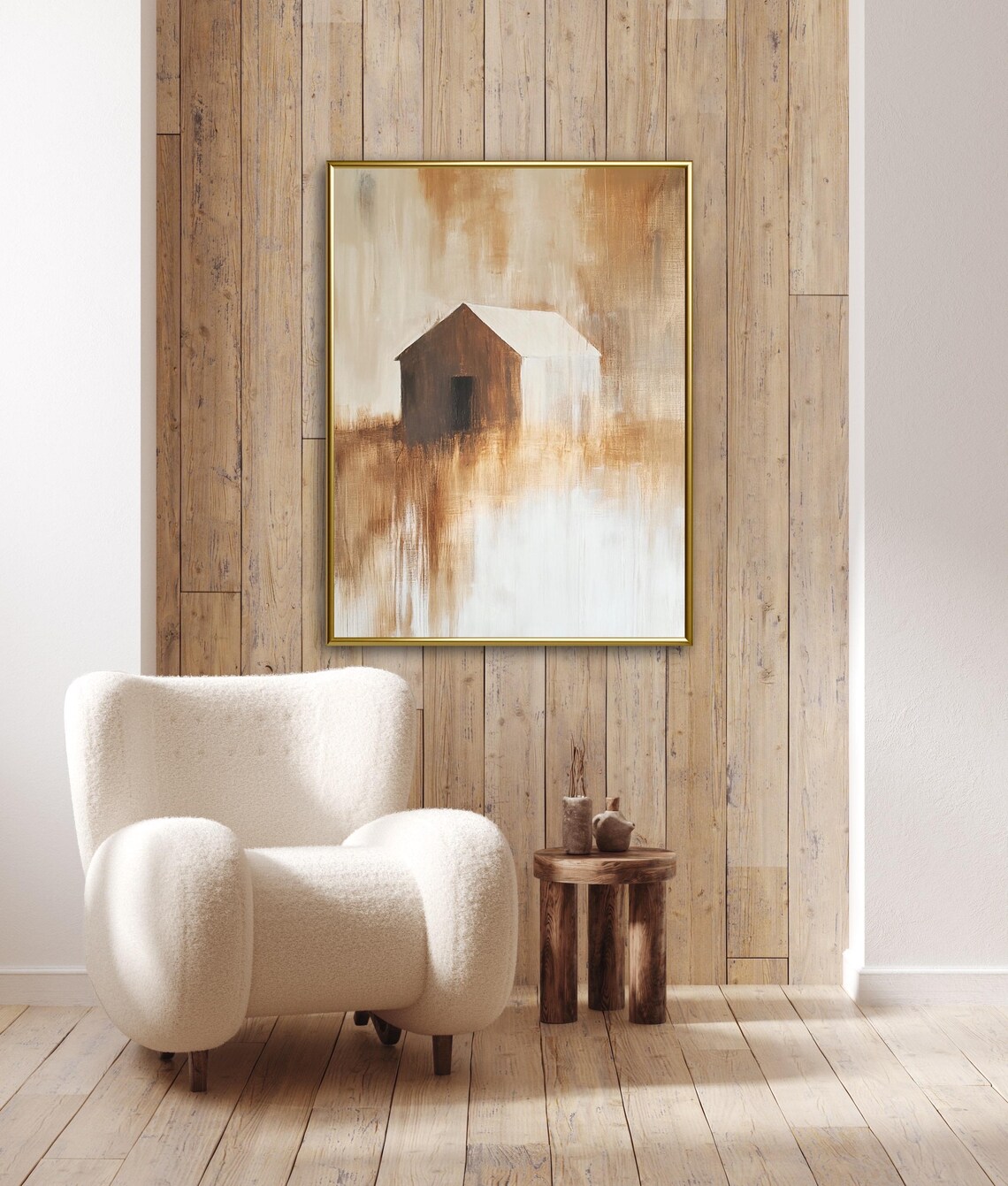 Autumn Tales Weathered Barn Foggy Golden Field Rustic Poster - Image 2