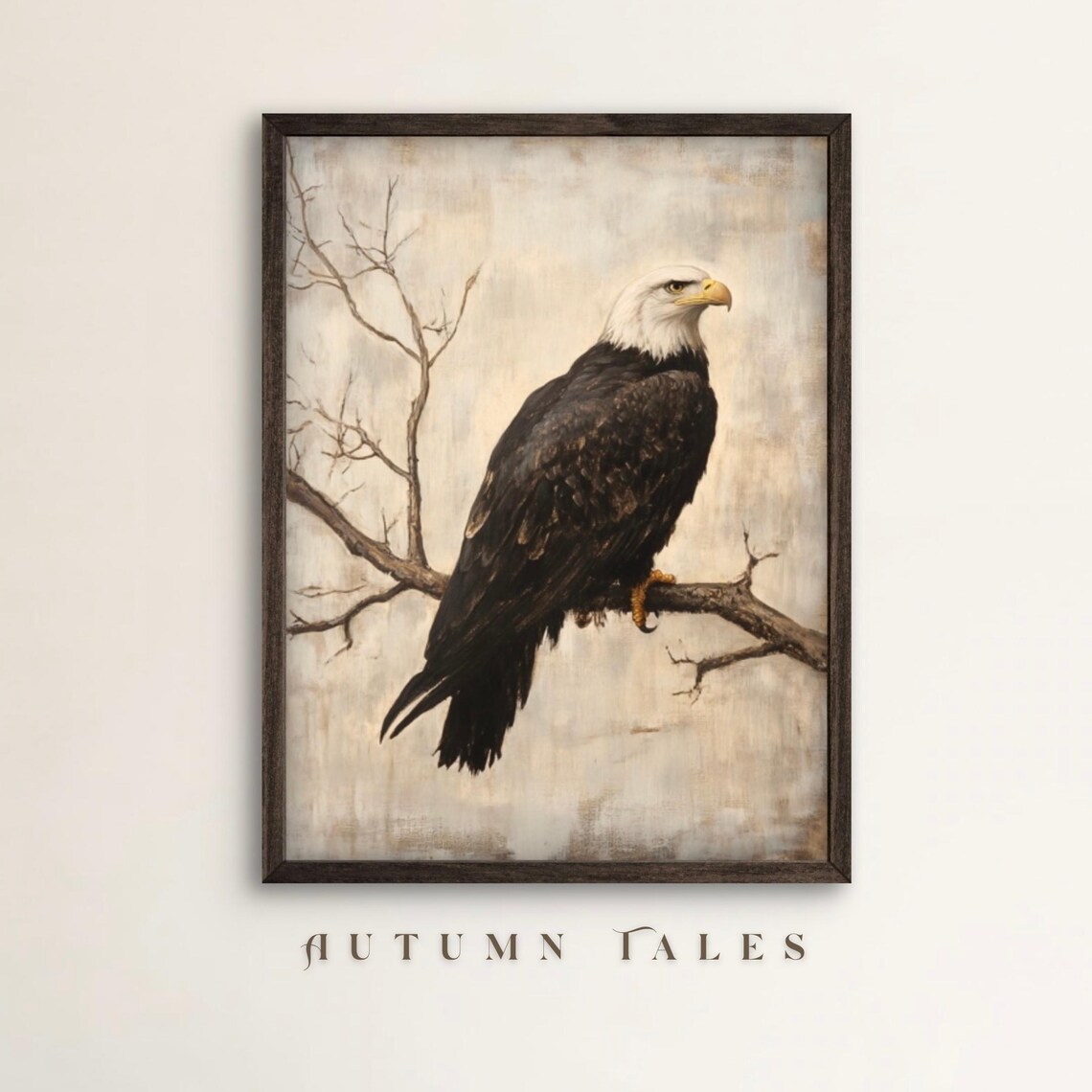Vintage Bald Eagle Art Print, Wildlife Animal Print