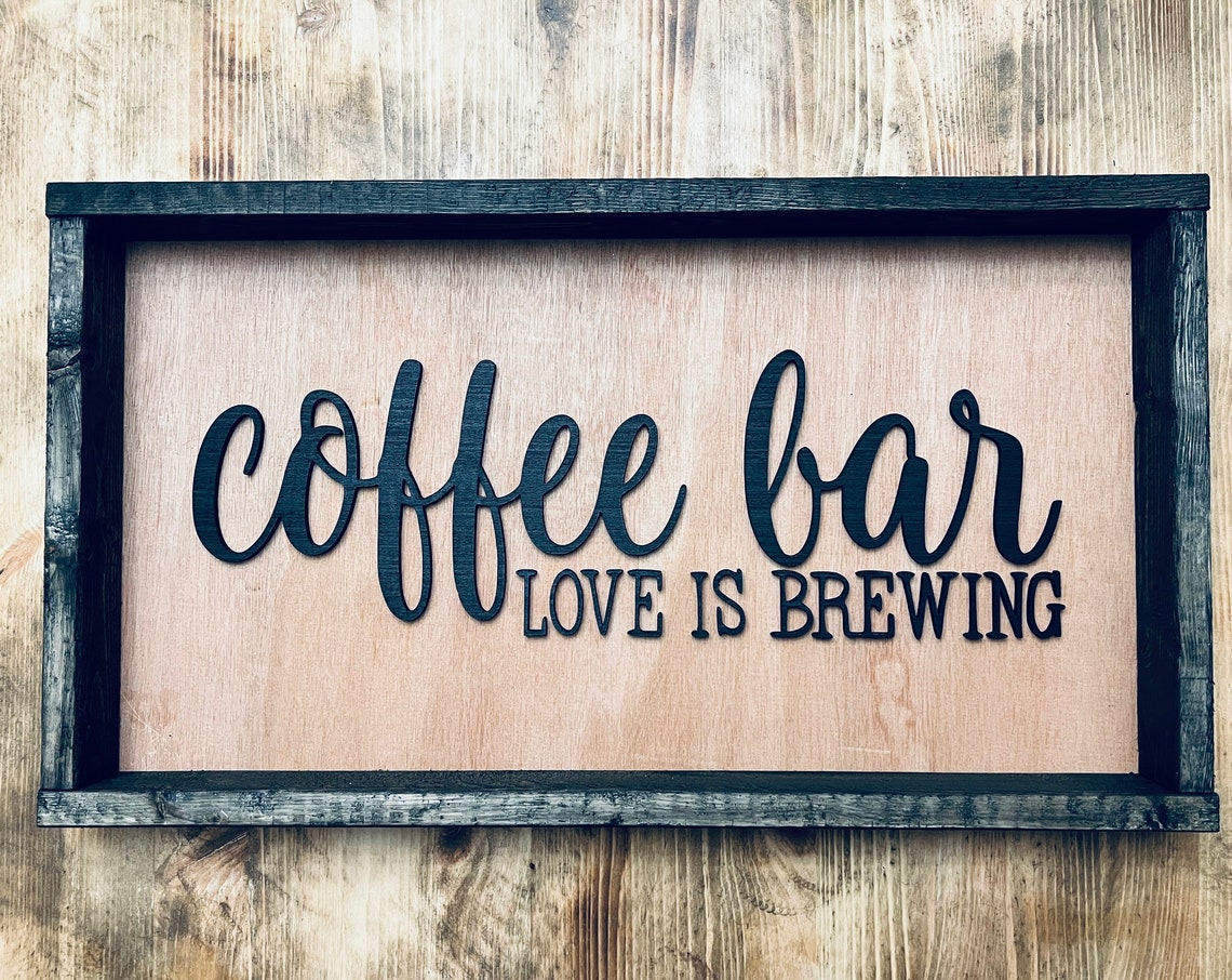 Coffee Bar Love Is Brewing Script Kitchen Sign Farmhouse Wall Art - Image 3