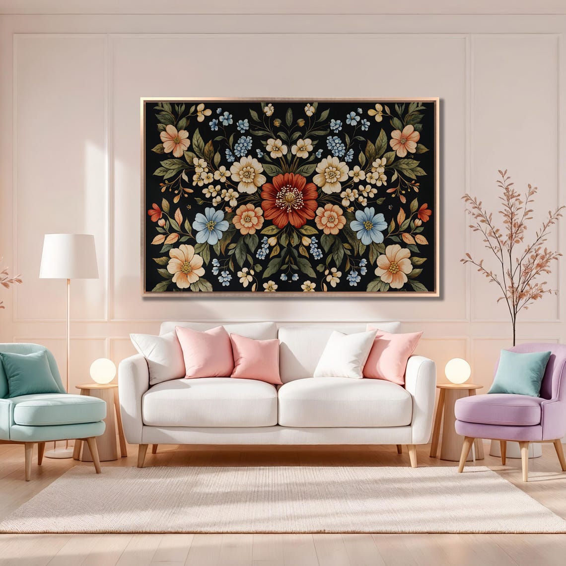 William Morris Style Dark Botanical Floral Pattern Art Poster - Image 4
