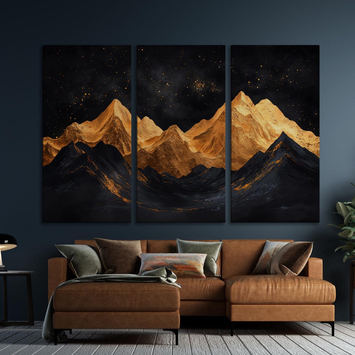 Majestic Golden Mountain Peaks Under A Starry Night Sky Poster - Image 5